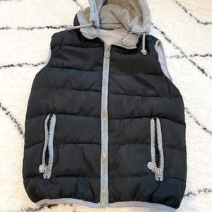 Black Vest with Grey Removable Hood